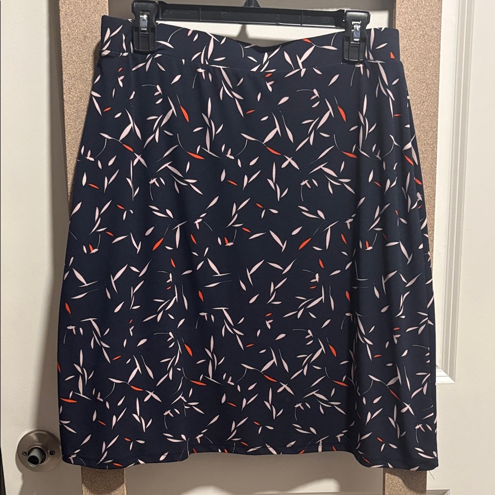 Philosophy Navy A-Line Skirt with Abstract Pattern